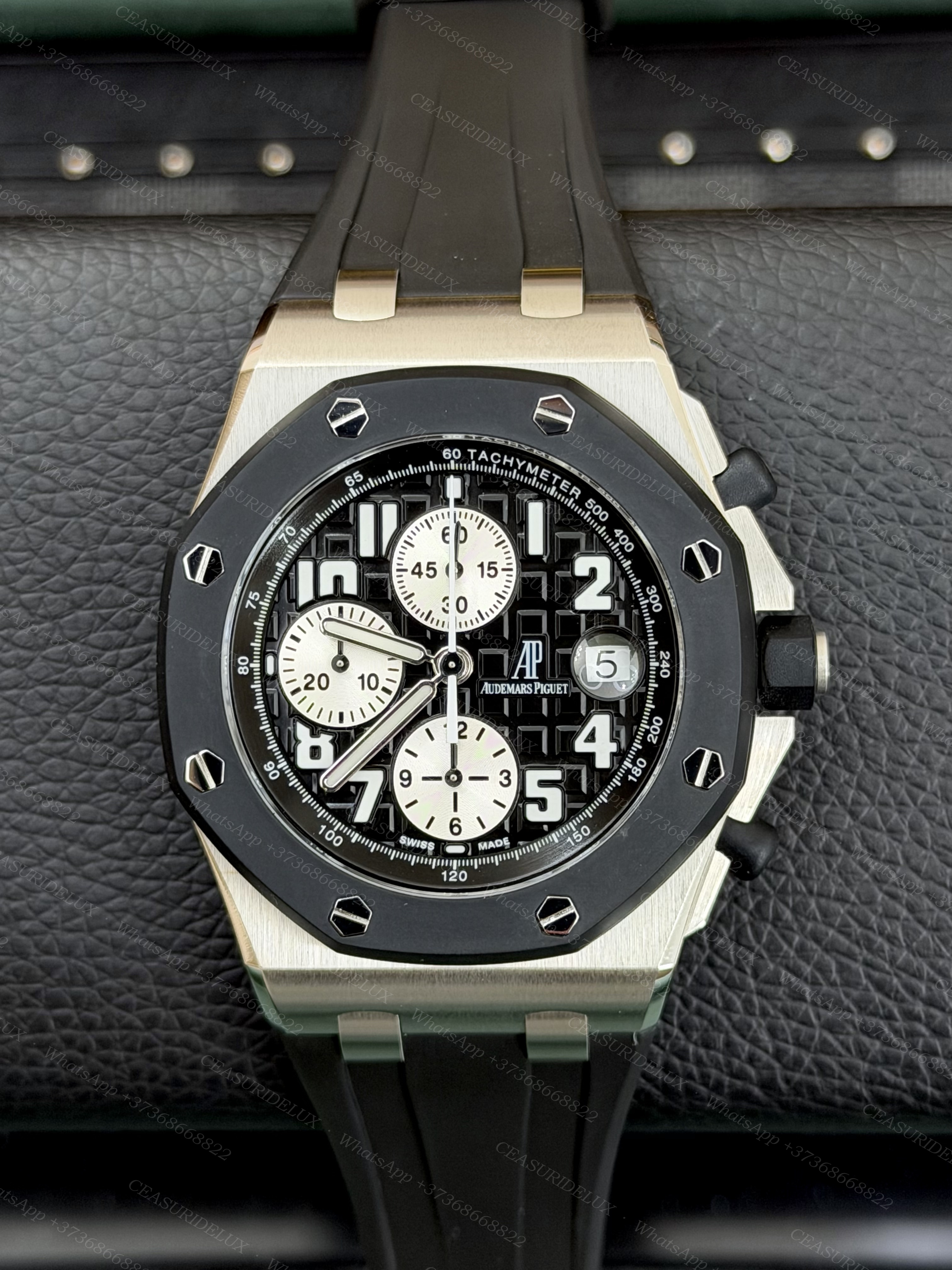 Audemars Piguet Royal Oak Offshore 42mm Chrono Steel — Black 'Panda' Dial + Black Rubber Strap (26470SO)