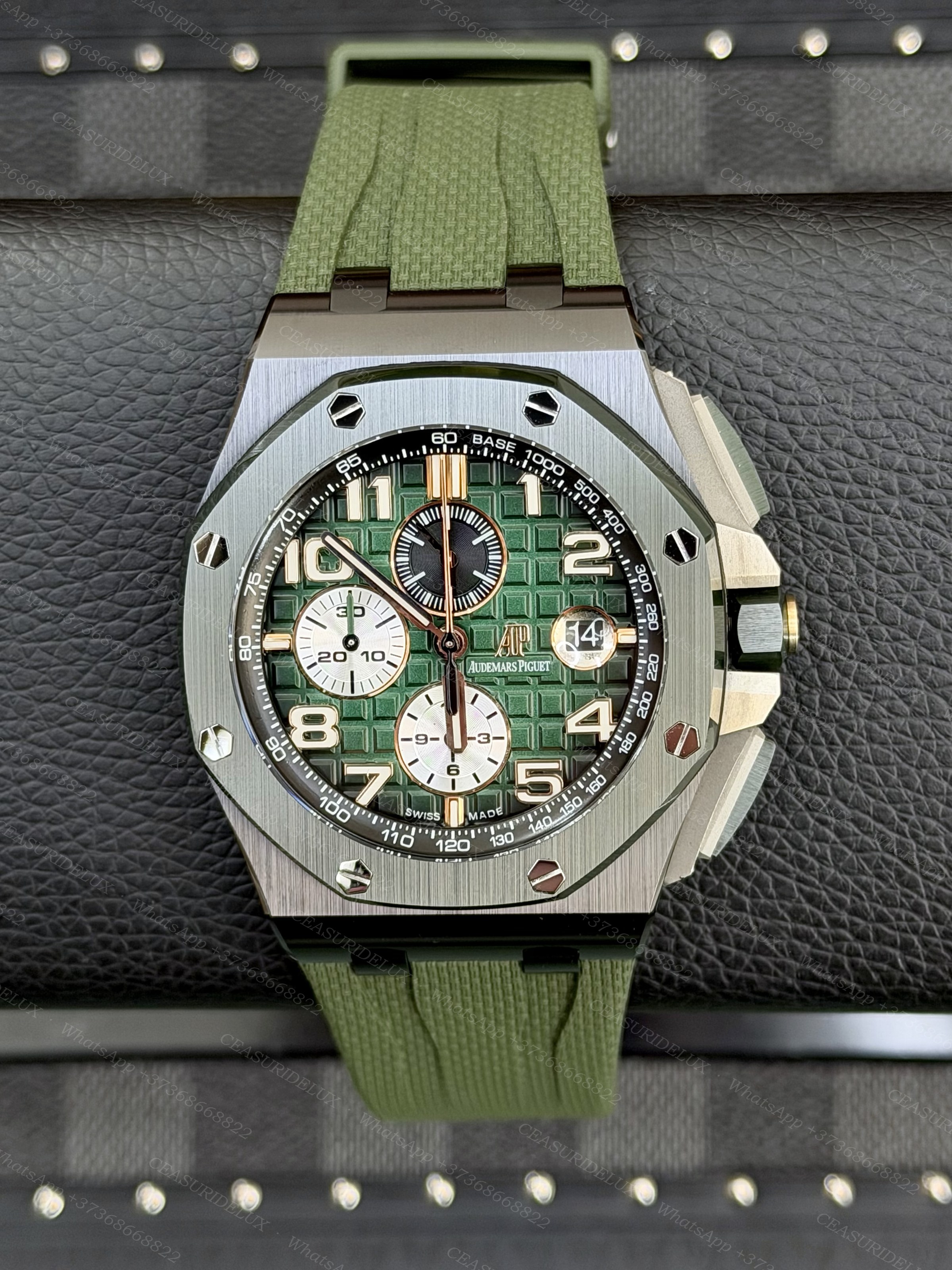 Audemars Piguet Royal Oak Offshore 44mm Diver Chrono Steel — Khaki Green Dial + Green Rubber Strap (26400)