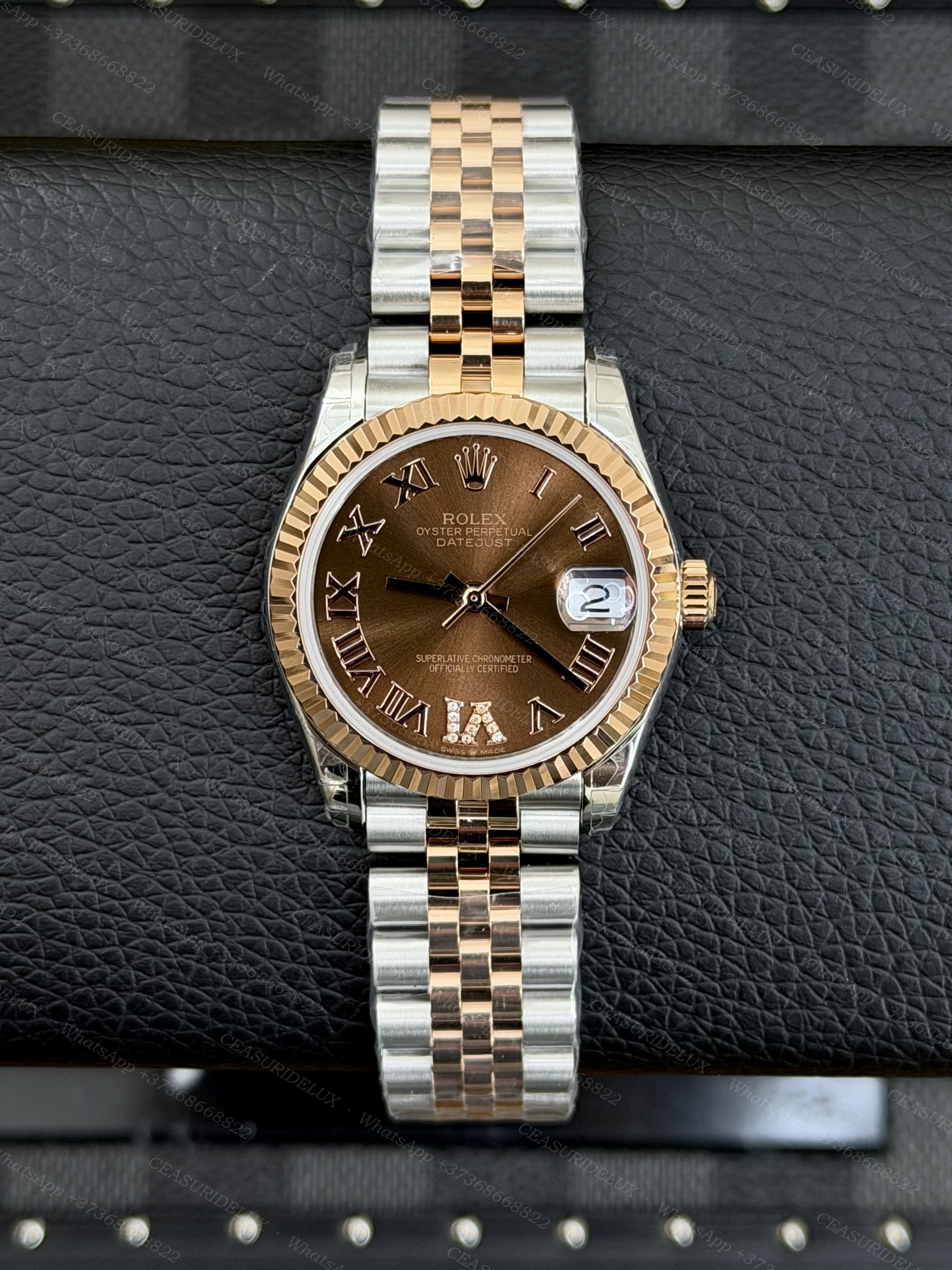 Rolex Date-Just 31 Two-Tone Steel/Everose Gold — Chocolate Roman Diamond Dial + Jubilee (278271)