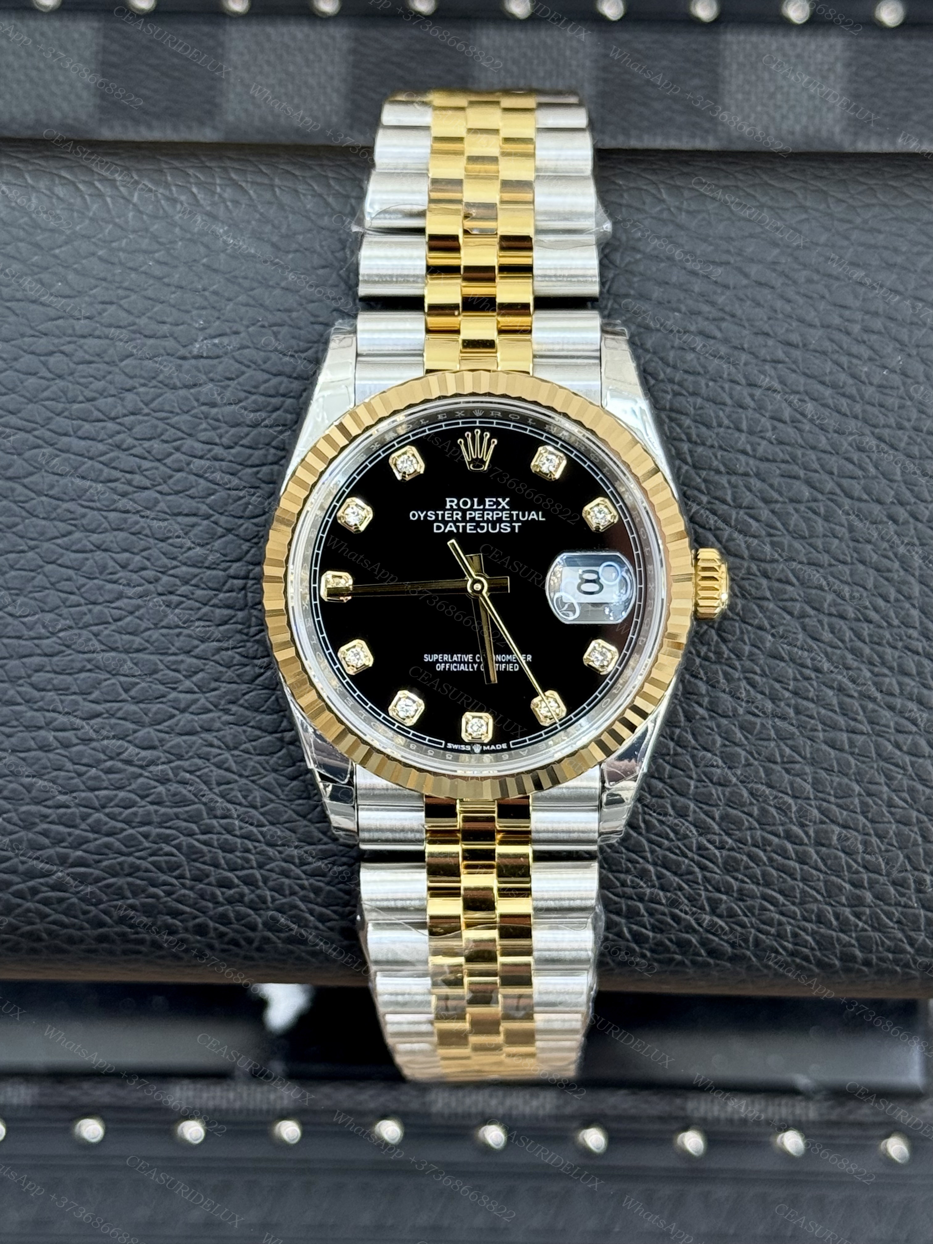 Rolex Datejust 36 Two-Tone Steel/Yellow Gold — Black Diamond Dial + Jubilee (126233)