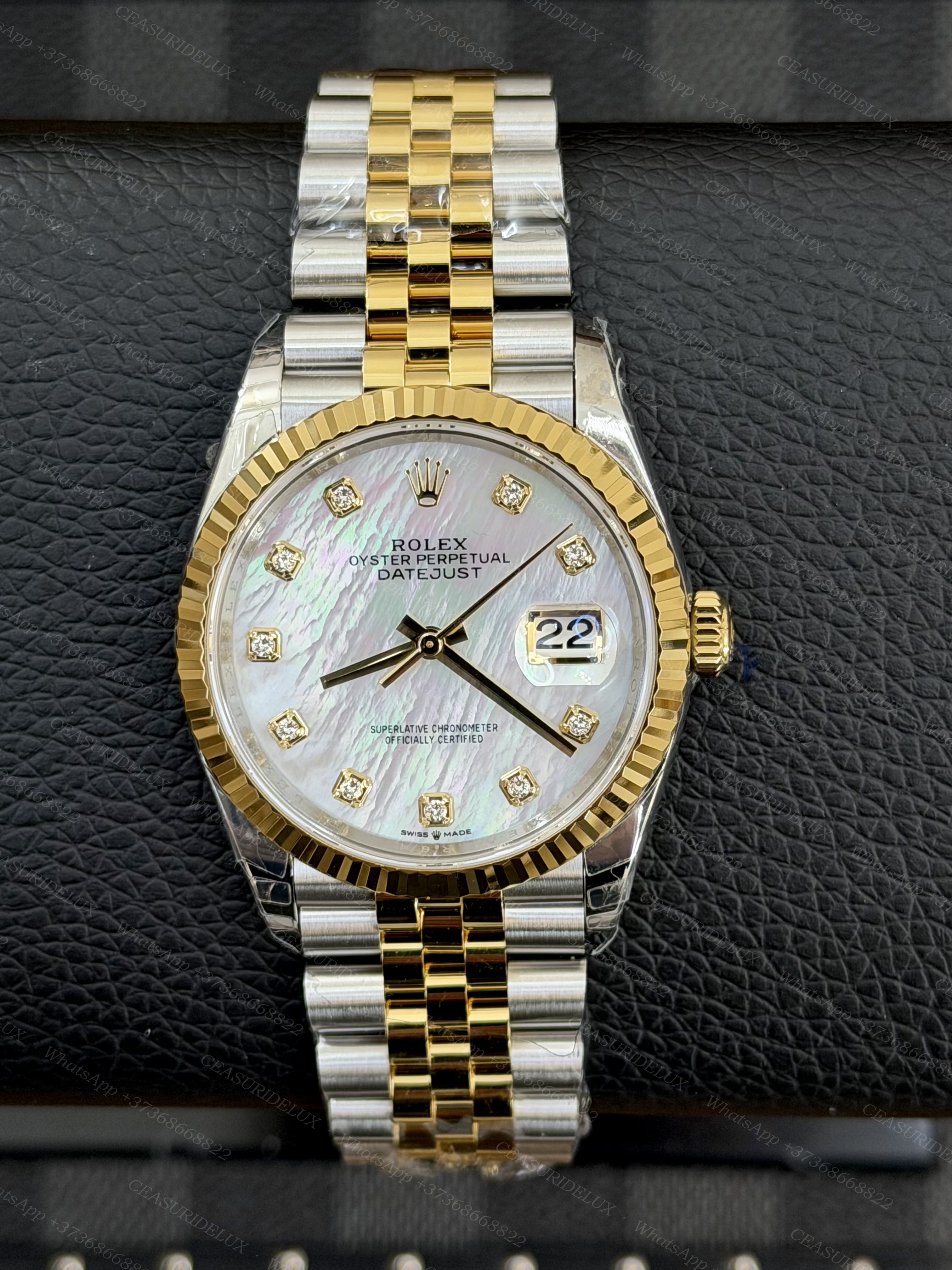 Rolex Datejust 36 Two-Tone Steel/Yellow Gold — Mother-of-Pearl Diamond Dial + Jubilee (126233)