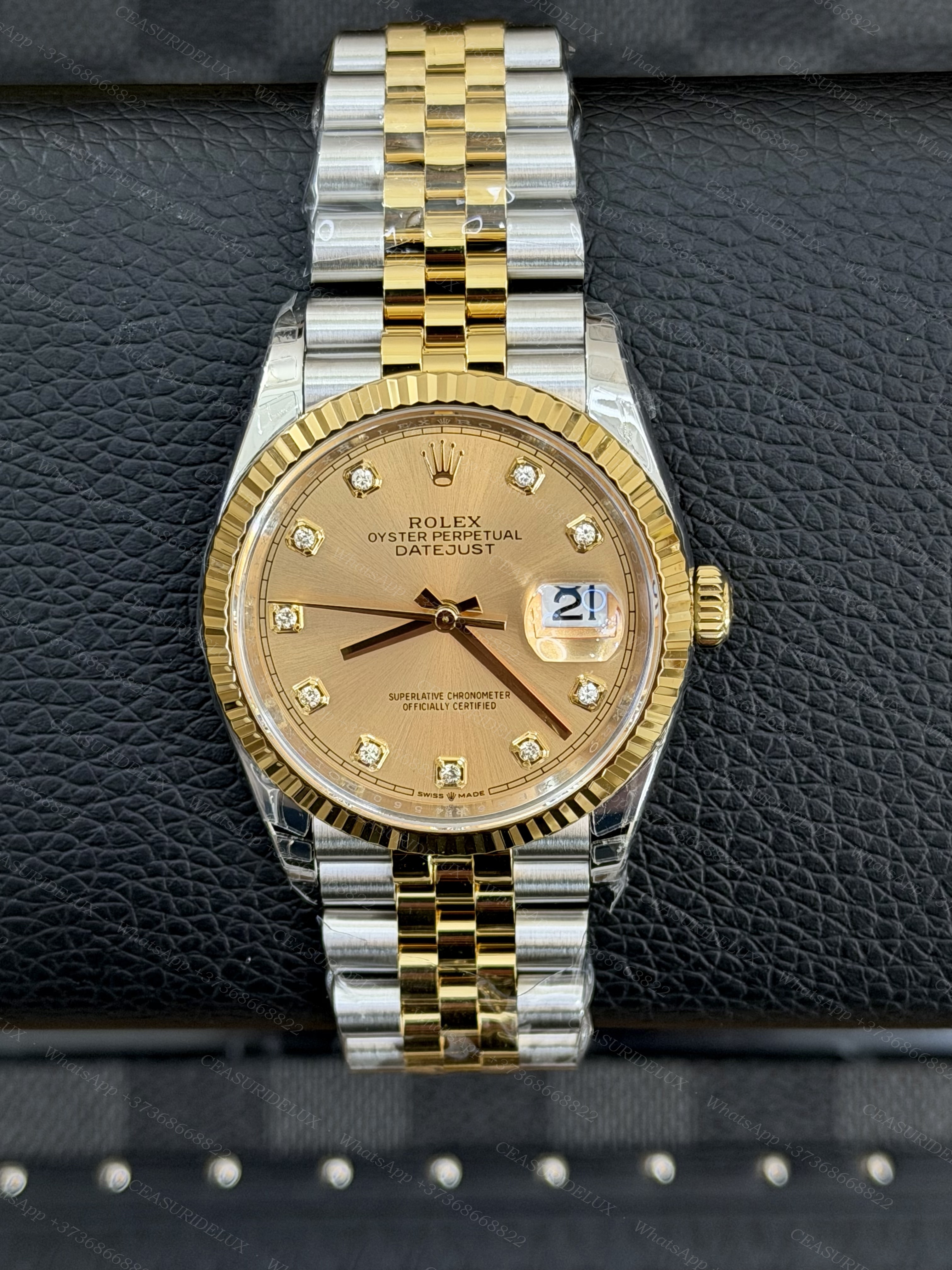 Rolex Datejust 36 Two-Tone Steel/Yellow Gold — Champagne Diamond Dial + Jubilee (126233)