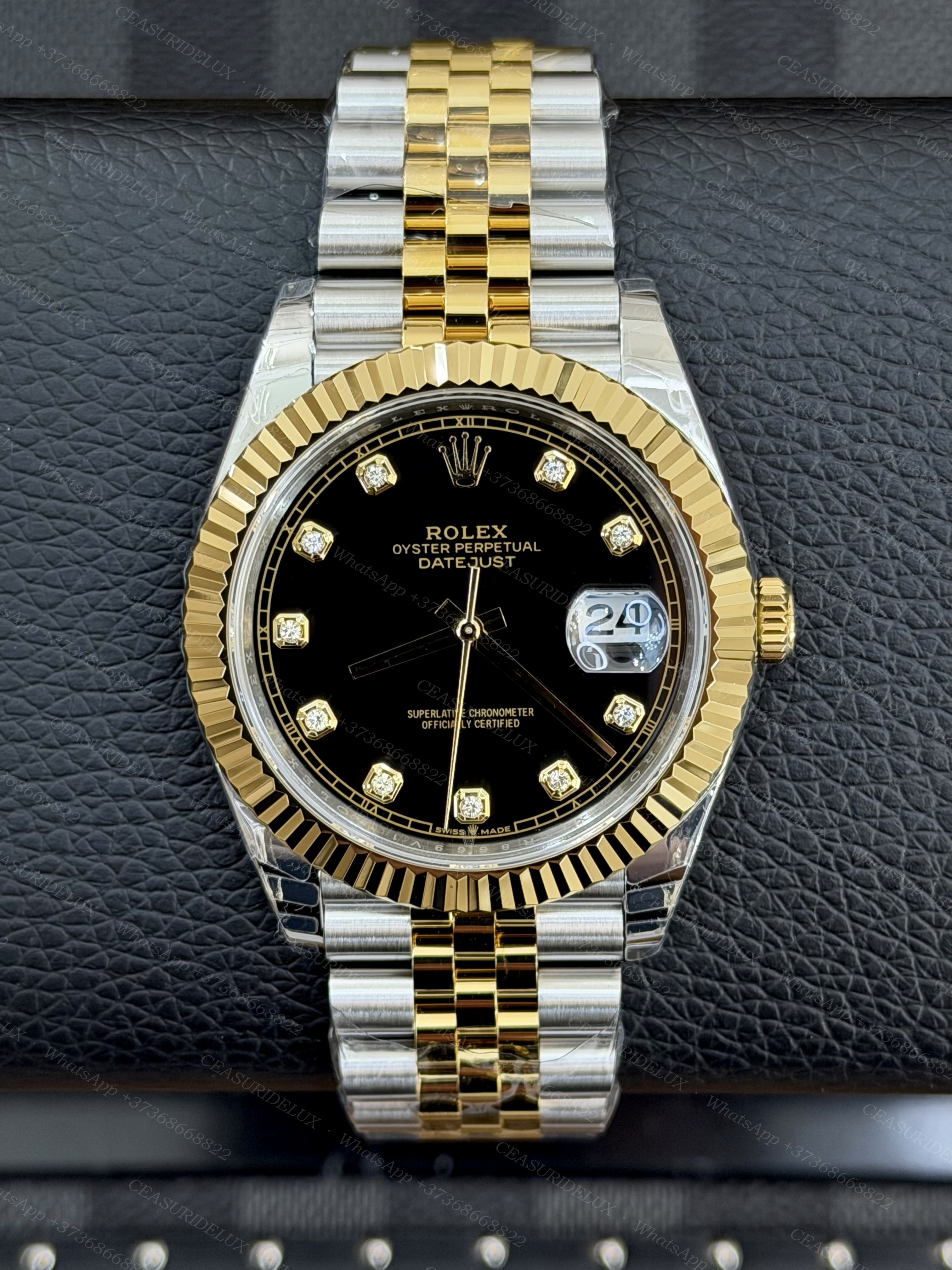Rolex Datejust 41 Two-Tone Steel/Yellow Gold — Black Diamond Dial + Jubilee (126333)