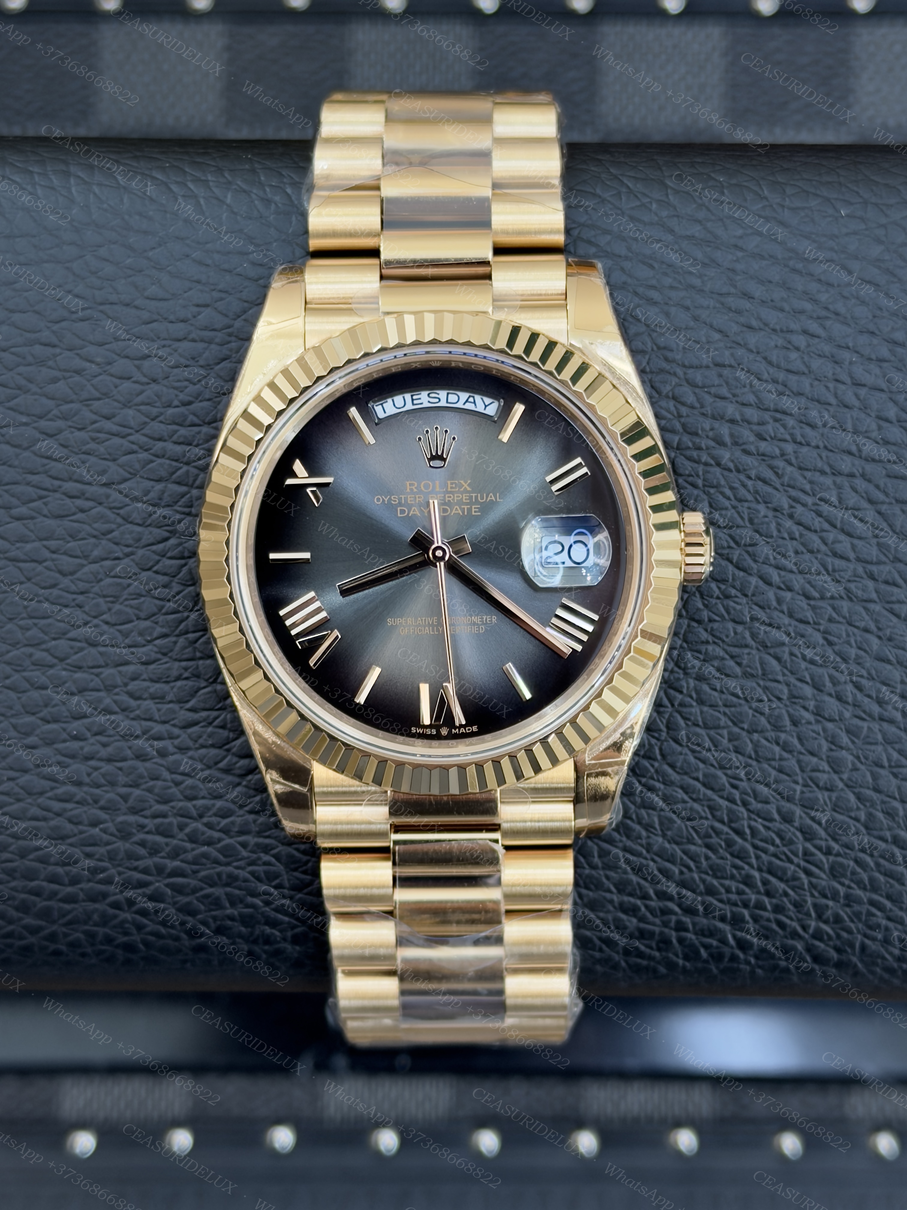 Rolex Day-Date 40 Yellow Gold — Slate Roman Dial + President (228238)