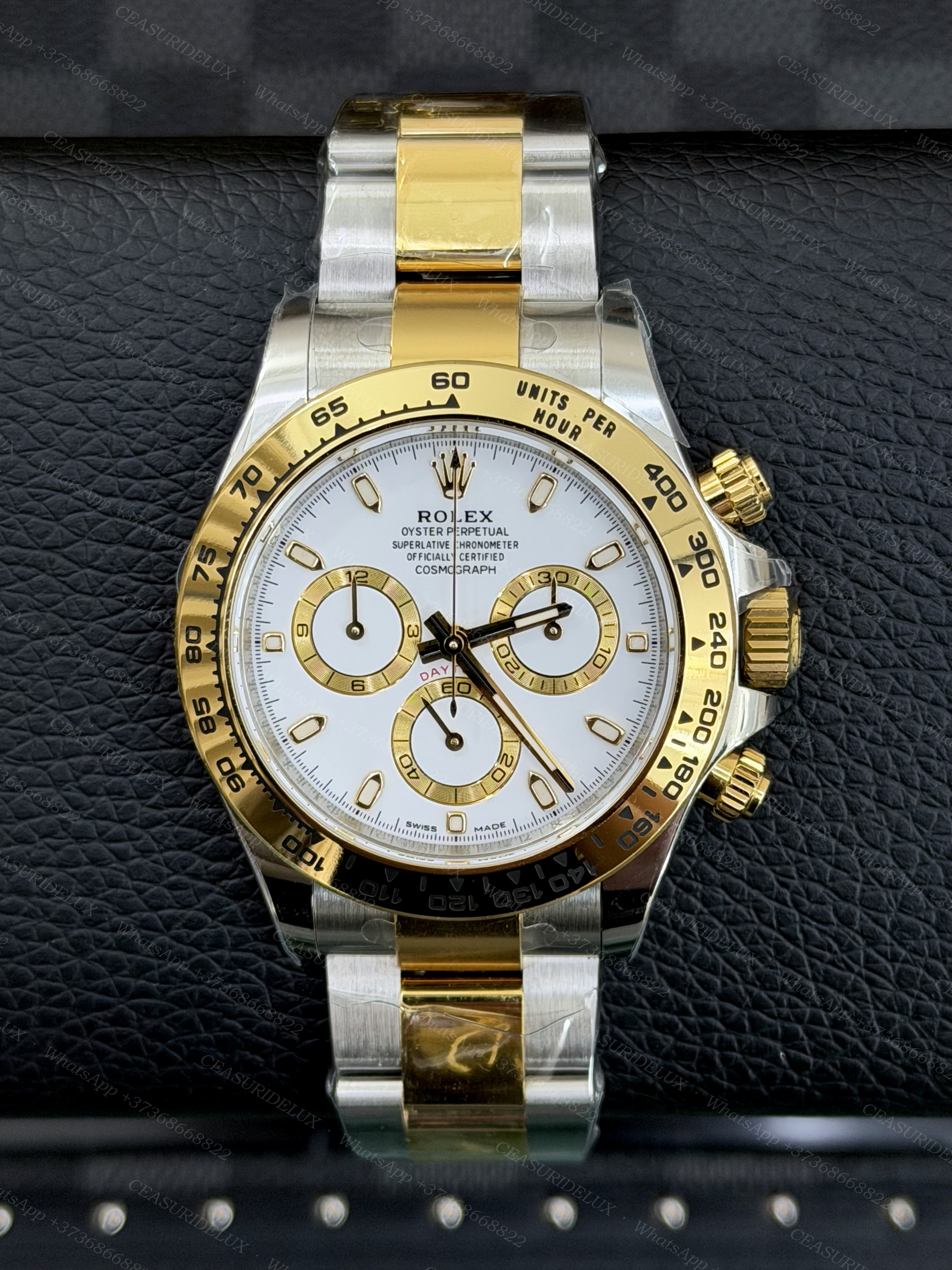 Rolex Daytona Two-Tone (Steel/Yellow Gold) — White Dial + Engraved Bezel + Oyster (116503)