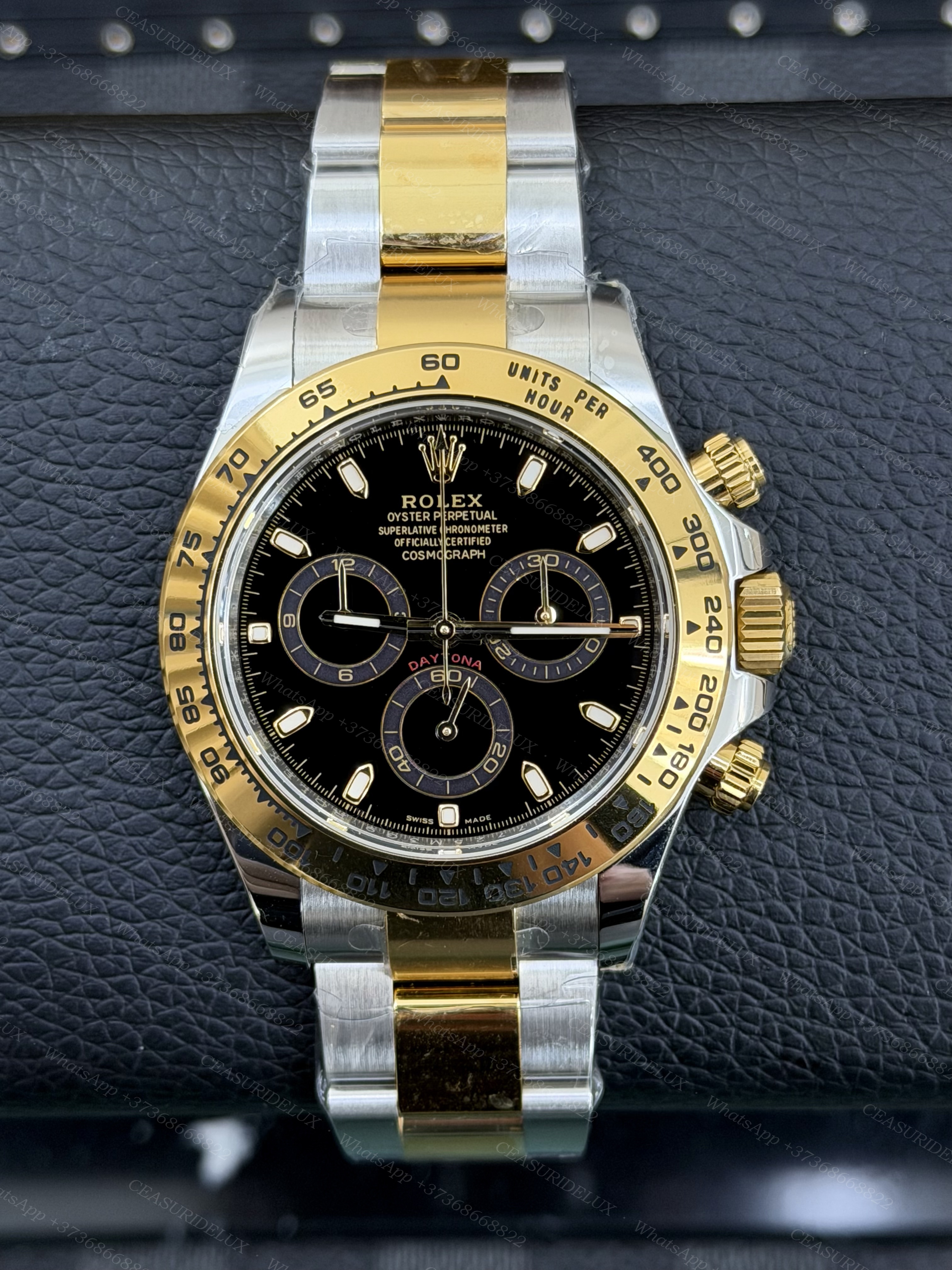 Rolex Daytona Two-Tone (Steel/Yellow Gold) — Black Dial + Engraved Bezel + Oyster (116503)