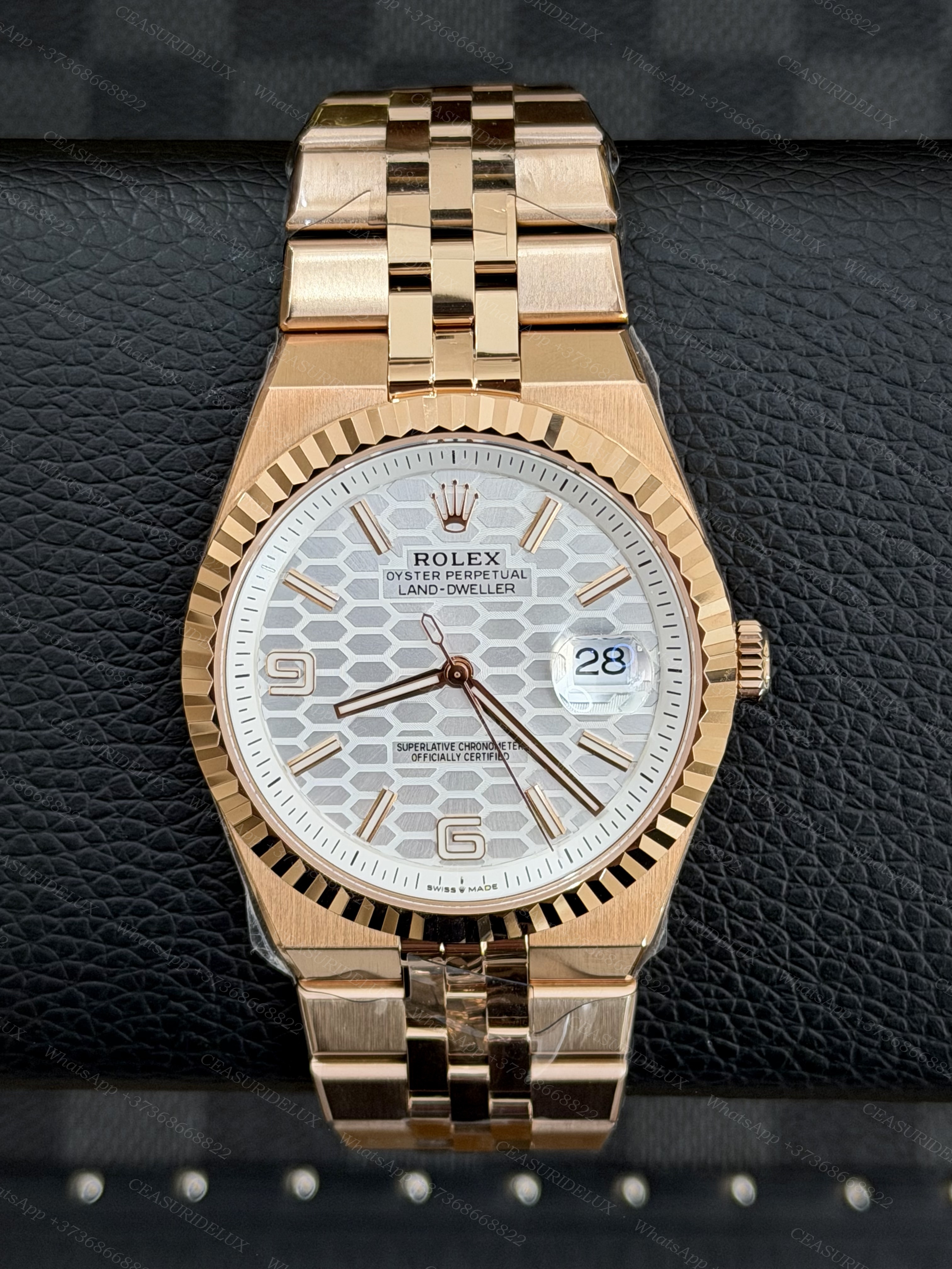 Rolex Land-Dweller 40 Everose Gold — White Honeycomb Dial + Jubilee (127335)
