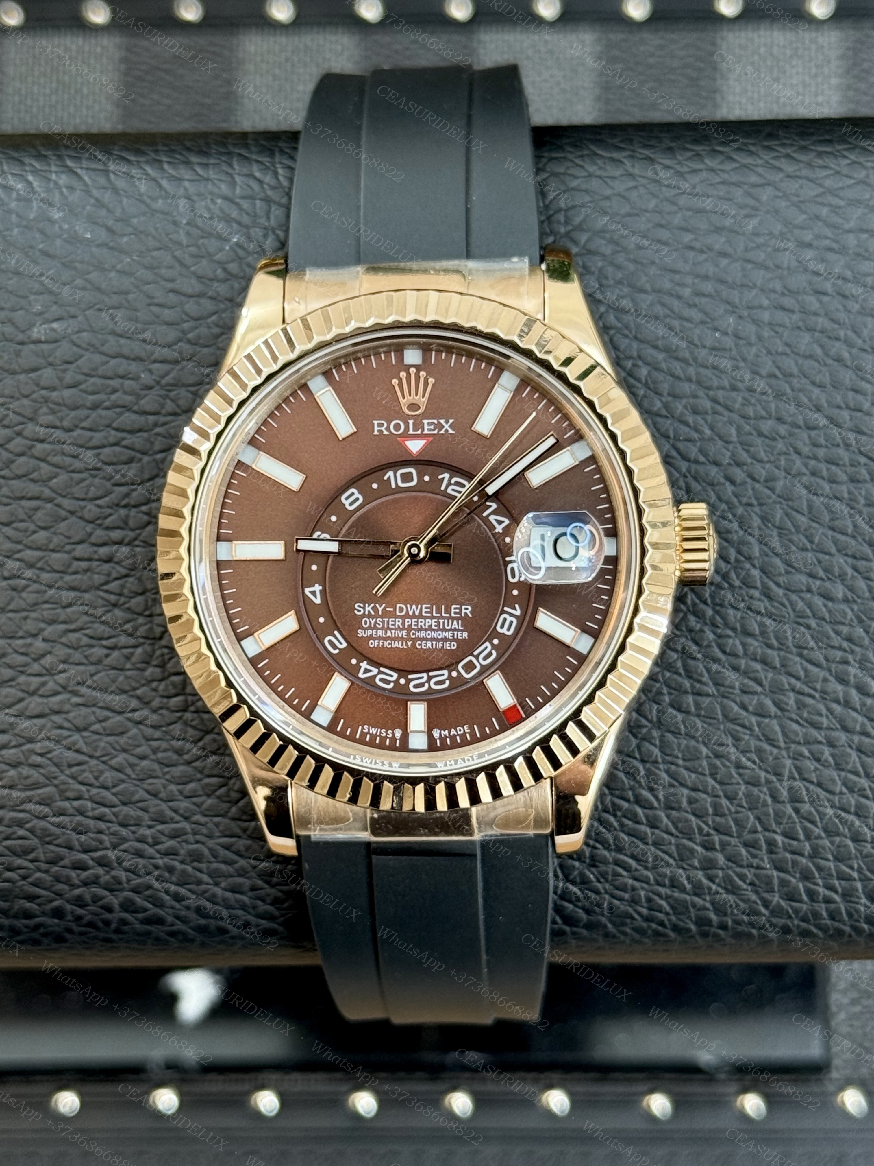 Rolex Sky-Dweller Everose Gold — Chocolate Dial + Oysterflex (326935)