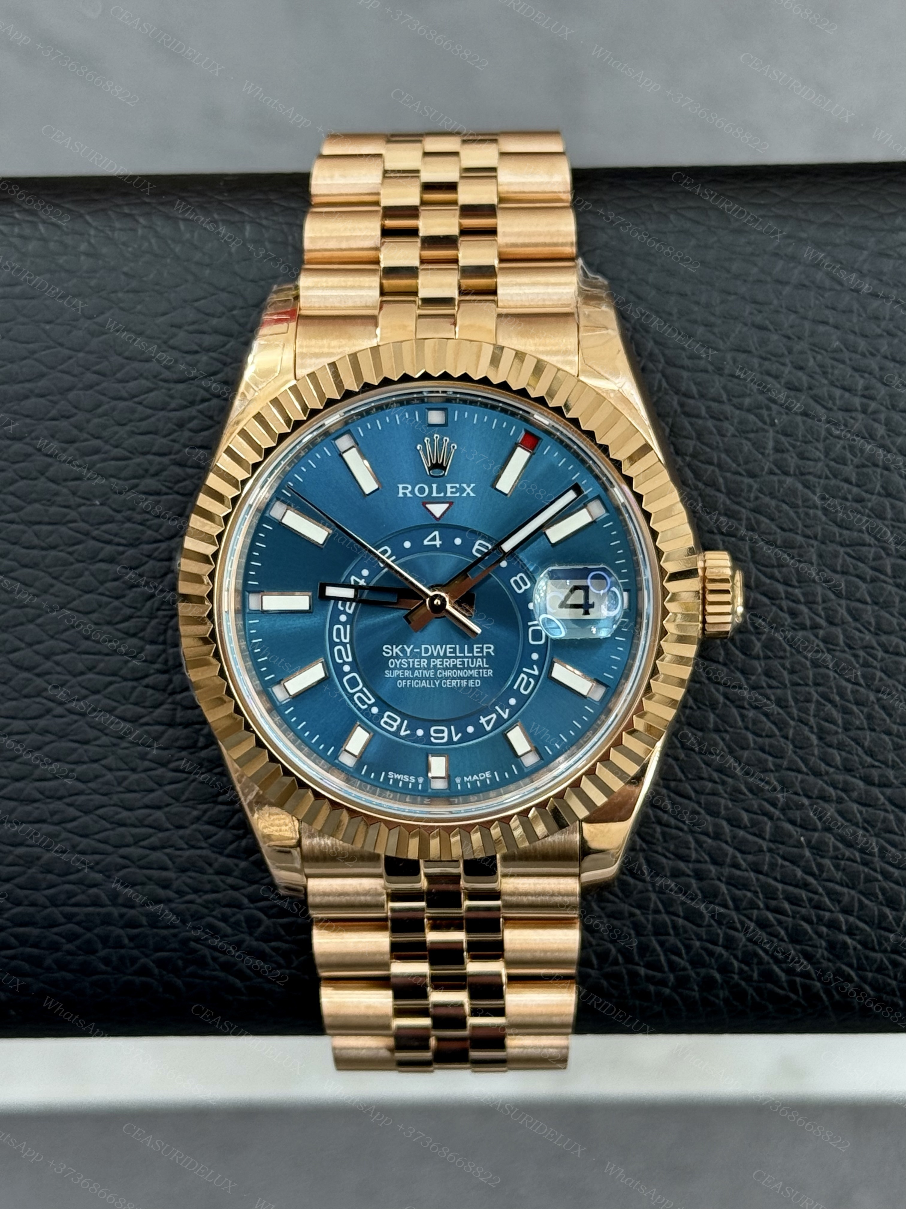 Rolex Sky-Dweller Yellow Gold — Bright Blue Dial + Jubilee (326138)