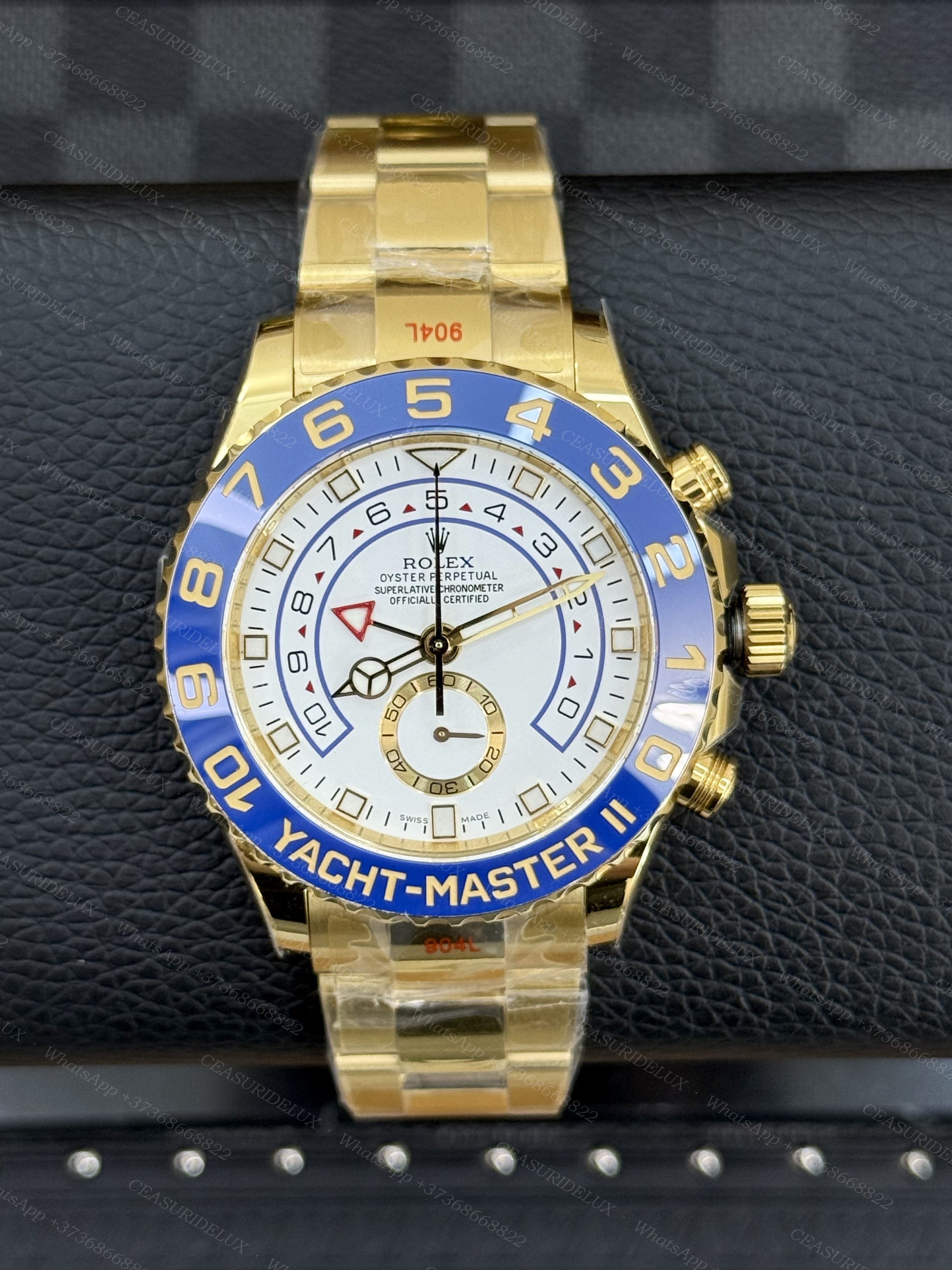 Rolex Yacht-Master II Yellow Gold — White Dial + Blue Ring Command Bezel + Oyster (116688)