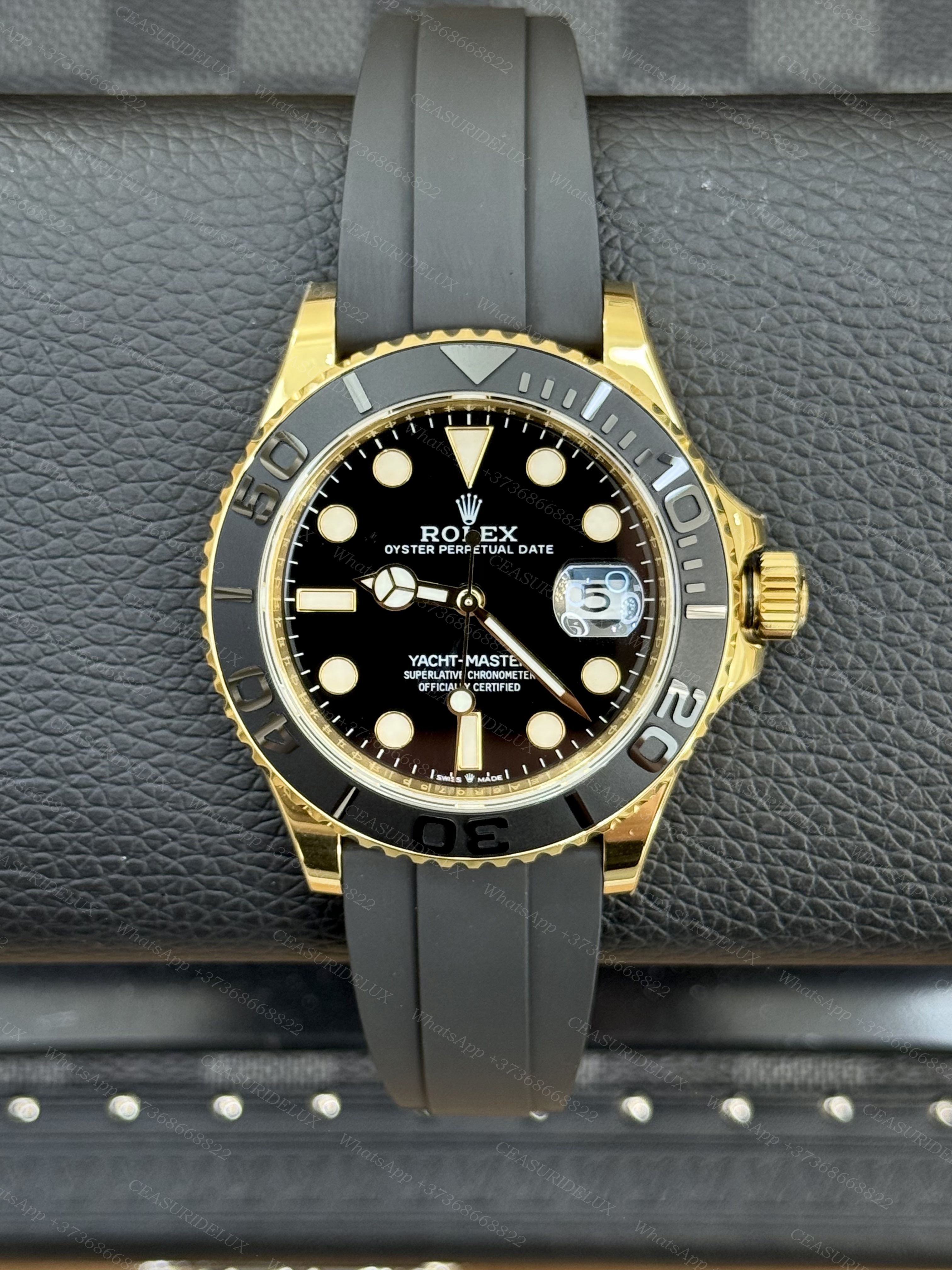 Rolex Yacht-Master 42 Yellow Gold — Black Dial + Black Cerachrom + Oysterflex (226658)