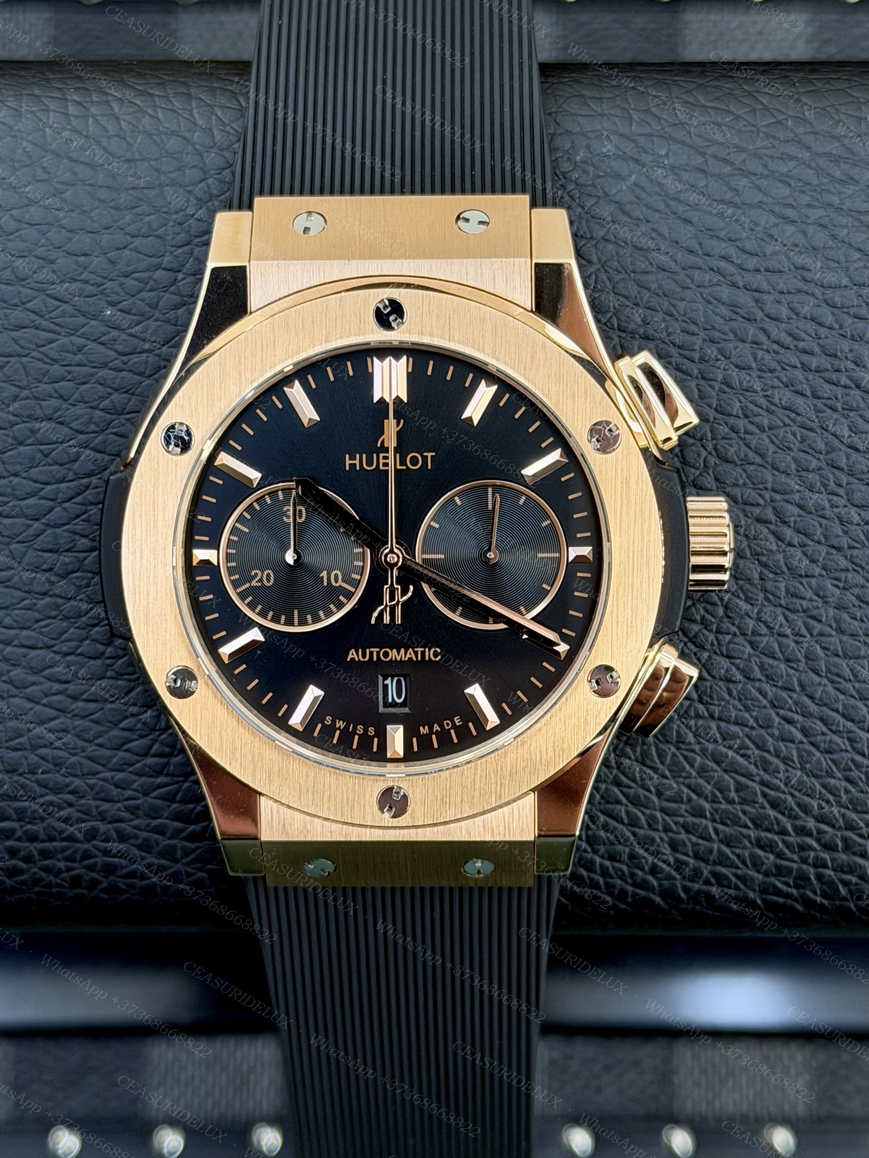Hublot Classic Fusion Chronograph 45mm King Gold — Black Dial + Rubber Strap (521.OX.1180.RX)