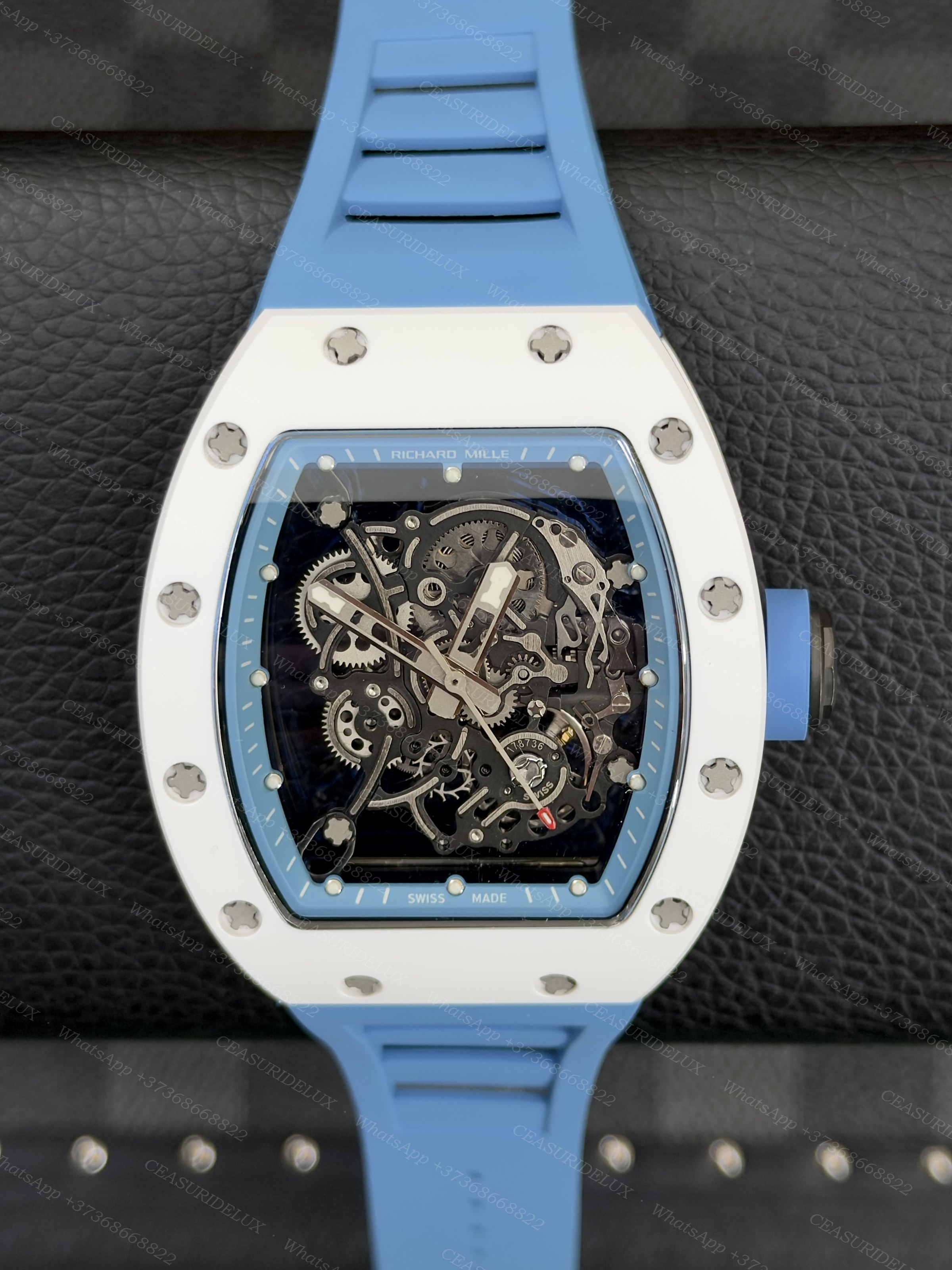 Richard Mille Richard Mille RM 055 Bubba Watson White Ceramic Blue Strap – Ref. RM 055 – Cal. RMUL2 Background