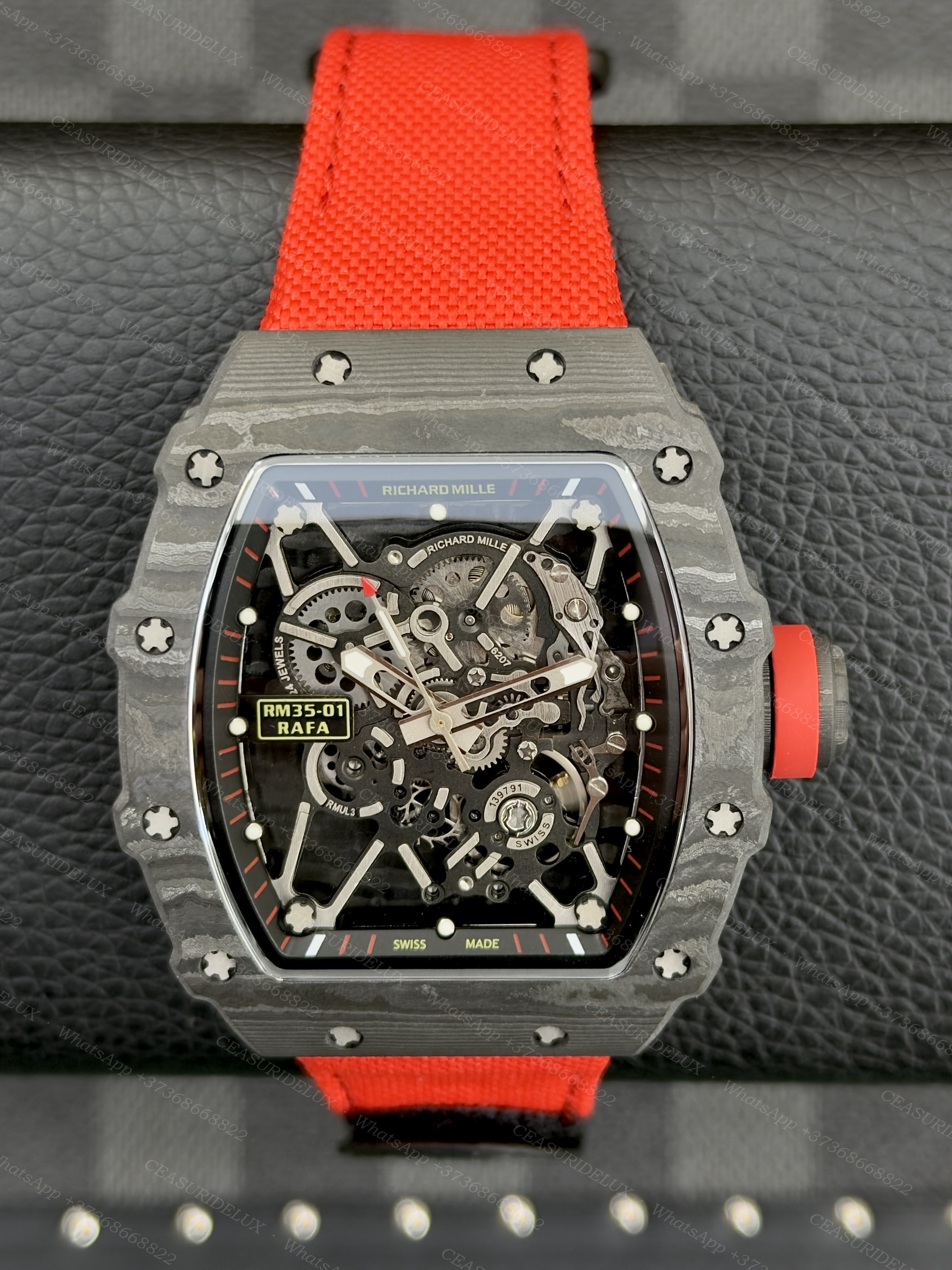 Richard Mille Richard Mille RM 35-01 Rafael Nadal RAFA Carbon TPT Skeleton – Red Strap Background