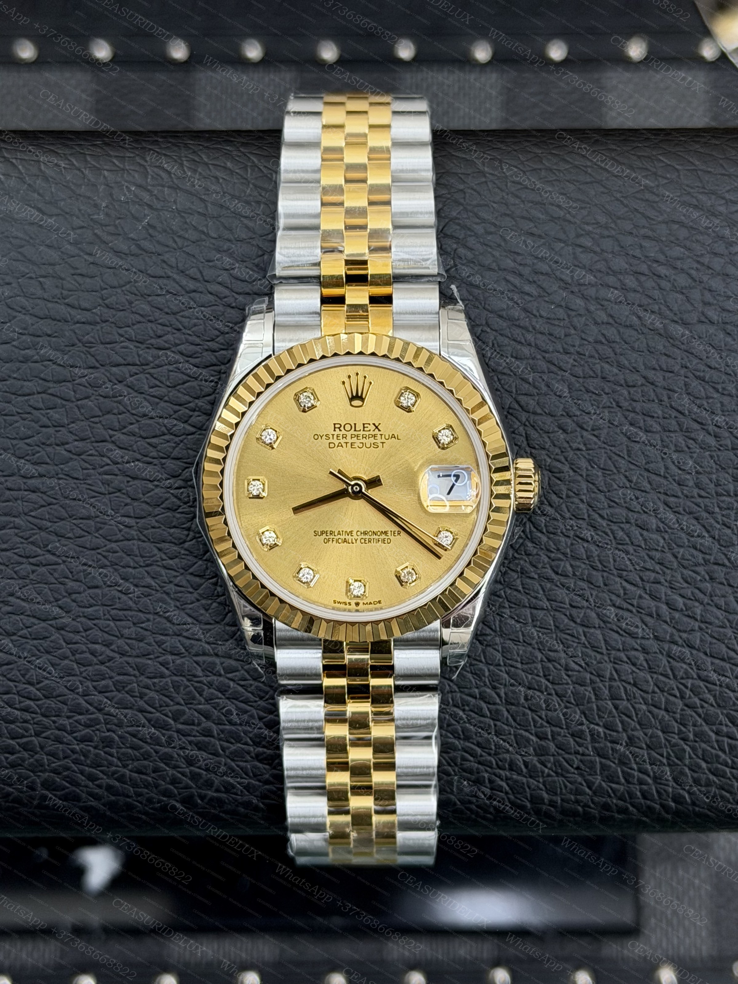 Rolex Date-Just 31 Two-Tone Steel + Yellow Gold — Champagne Diamond Dial