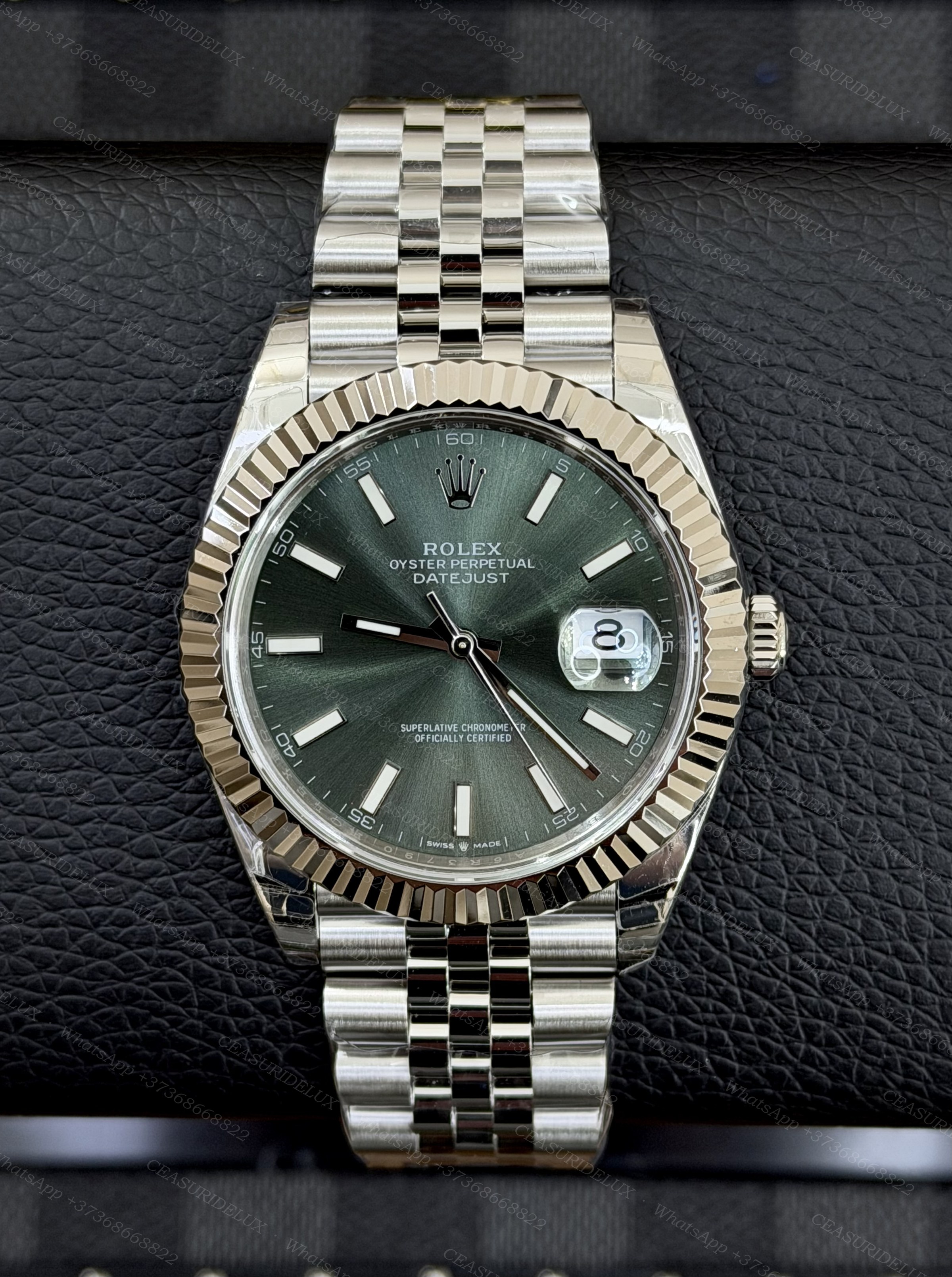 Rolex Date-Just 41 Steel — Mint Green Dial + Jubilee (126334)