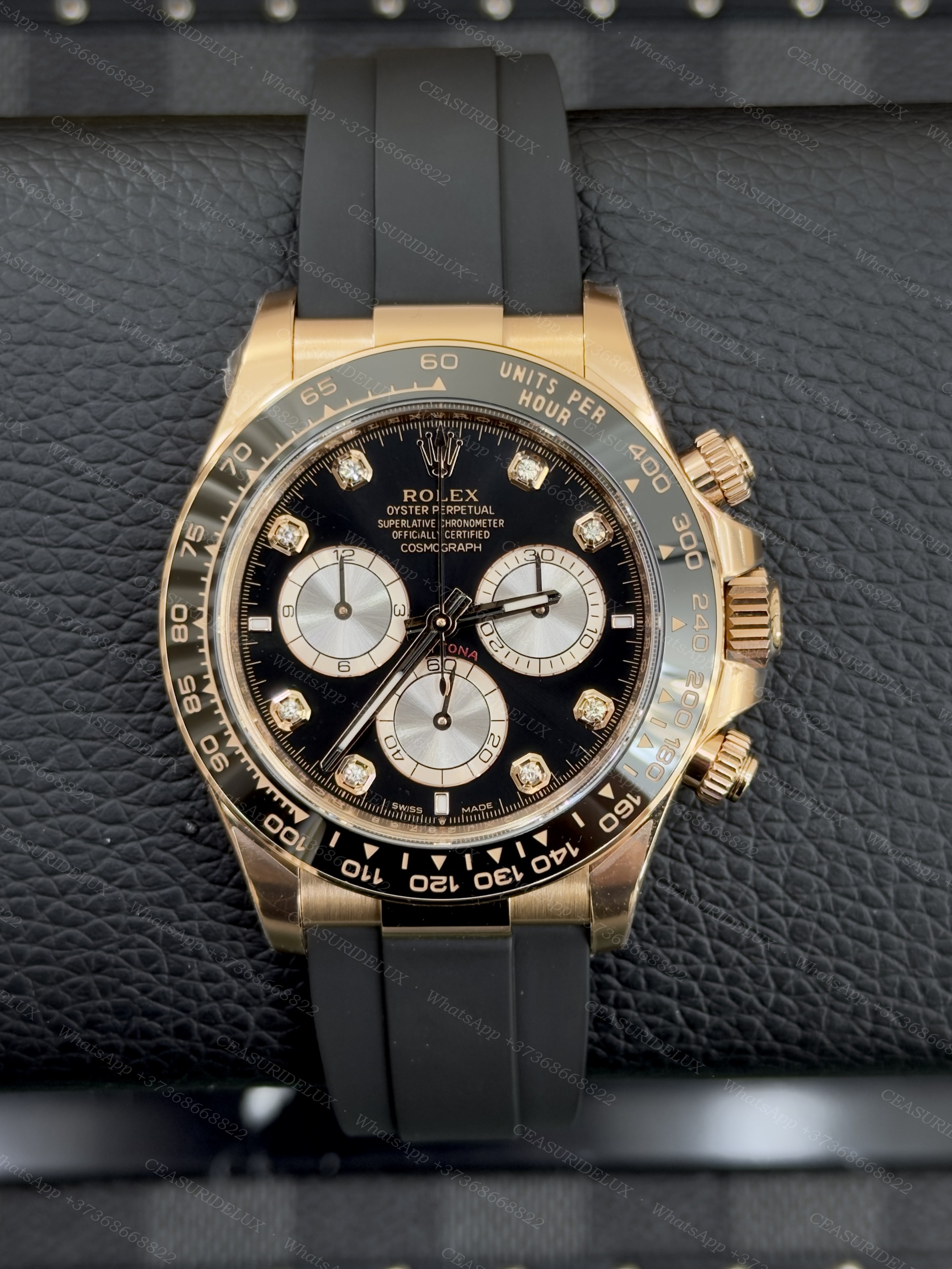 Rolex Rolex Cosmograph Daytona 40mm Everose Gold, Black Diamond Dial, Ceramic Bezel, Oysterflex – Ref. 116515LN Background
