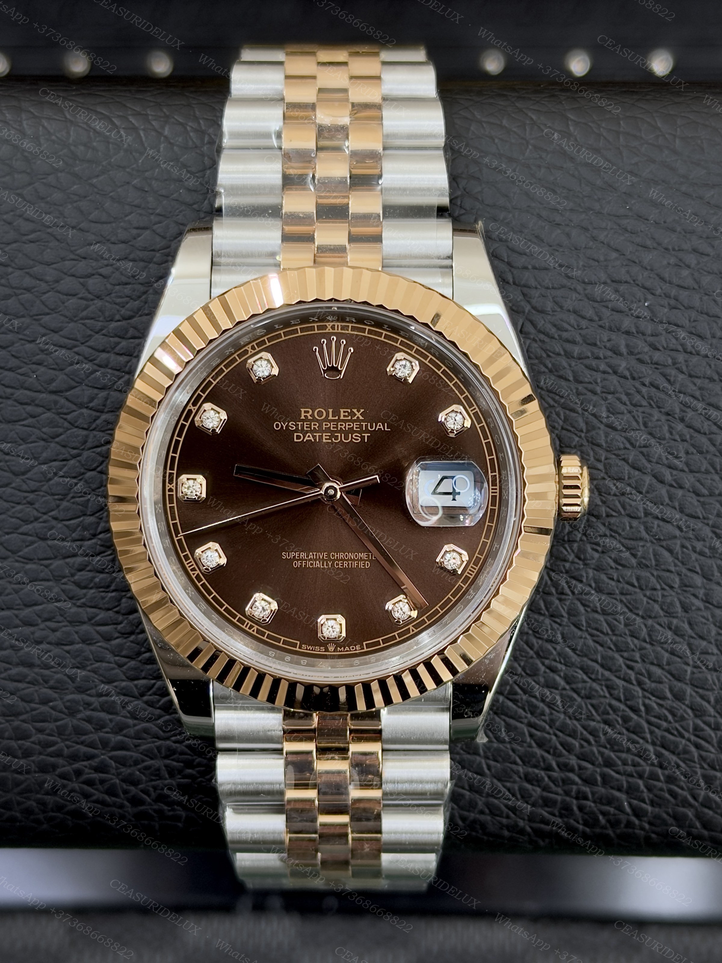 Rolex Rolex Date-Just 41mm Two-Tone Everose Gold & Steel, Chocolate Diamond Dial, Fluted Bezel, Jubilee Bracelet – Ref. 126331 Background